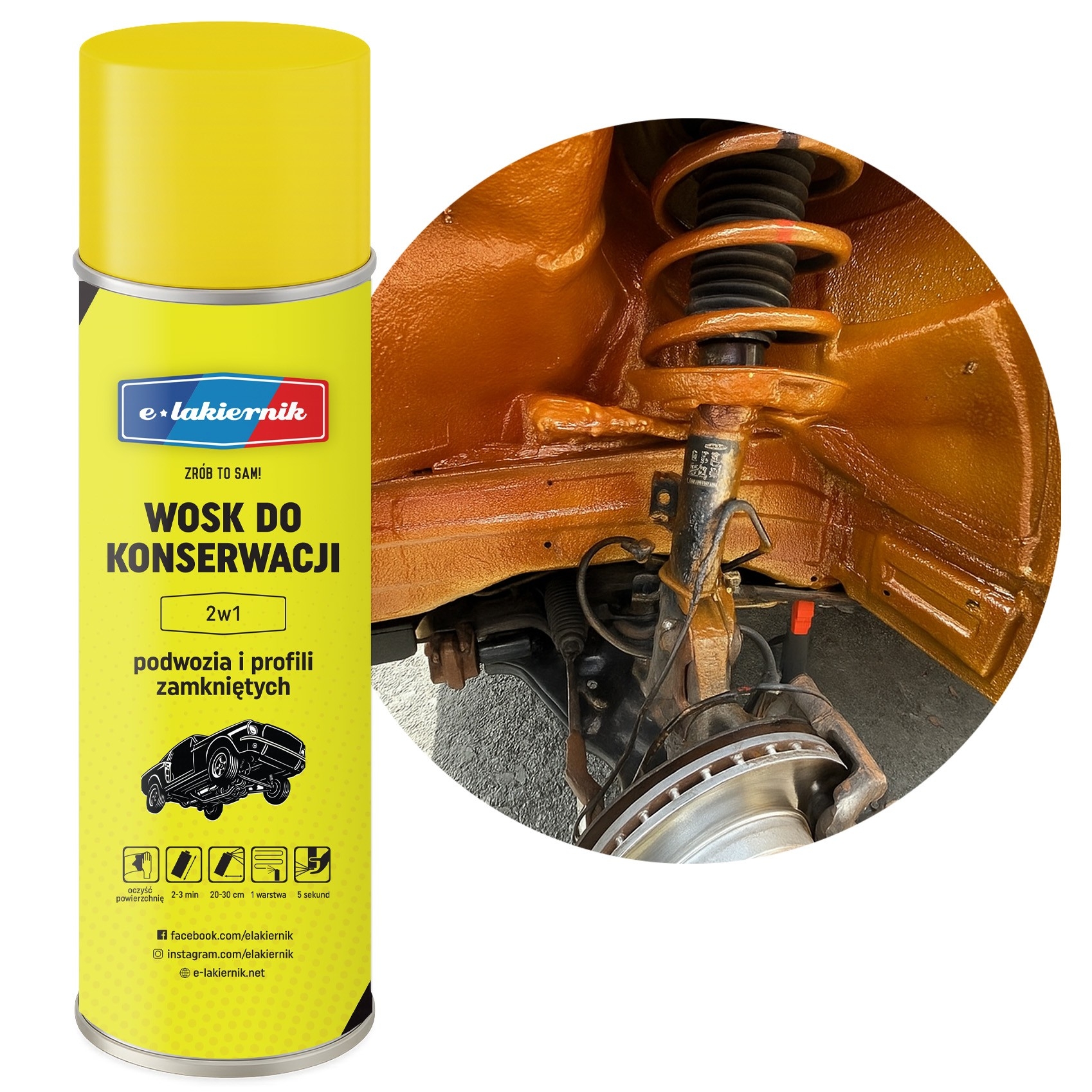 Wosk do Konserwacji Podwozia i Profili Zamkniętych 2w1 e-lakiernik Spray