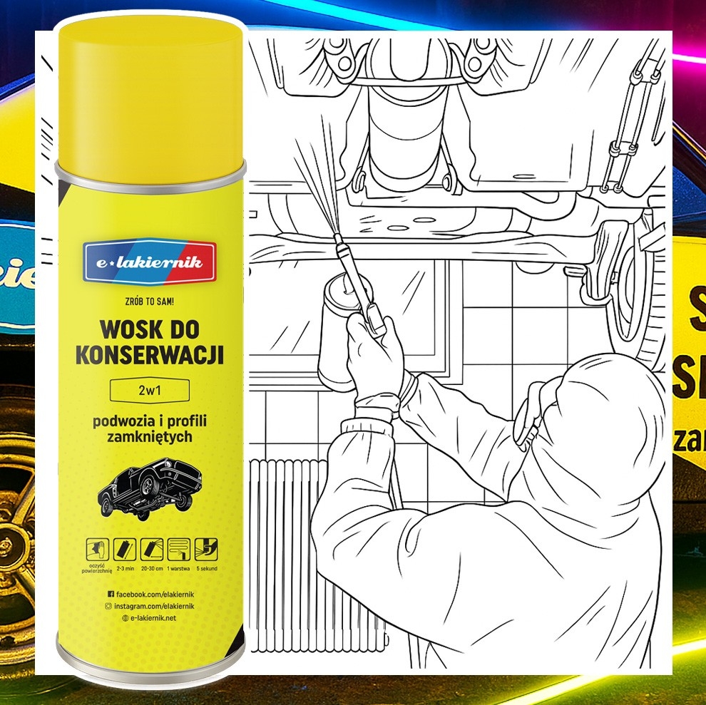 Wosk do Konserwacji Podwozia i Profili Zamkniętych 2w1 e-lakiernik Spray