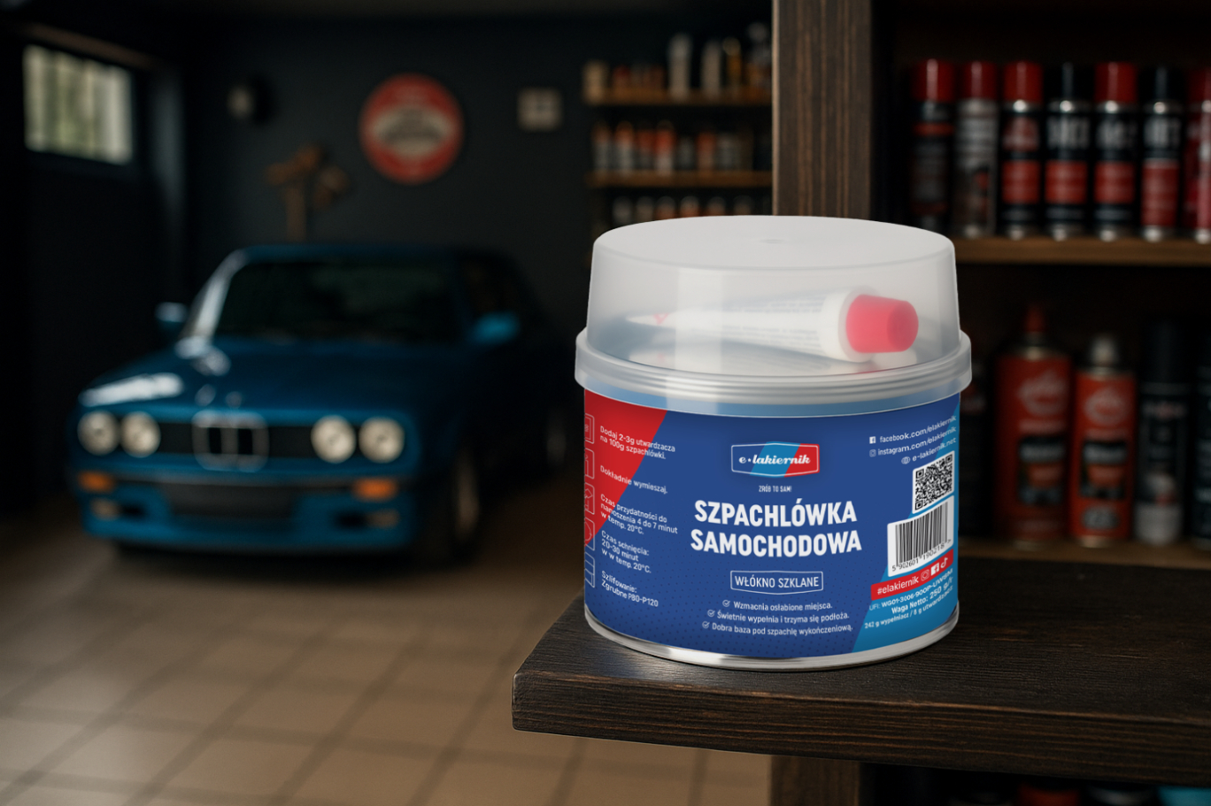 Szpachlówka Samochodowa z Włóknem Szklanym Twarda, Szybka 250g