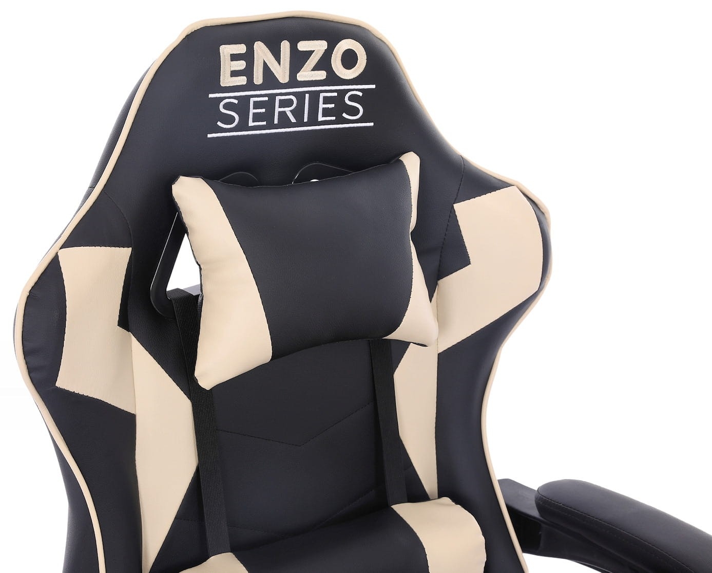 Fotel gamingowy Enzo Beige – ergonomiczny fotel dla graczy, regulacja oparcia i poduszek, skóra ekologiczna