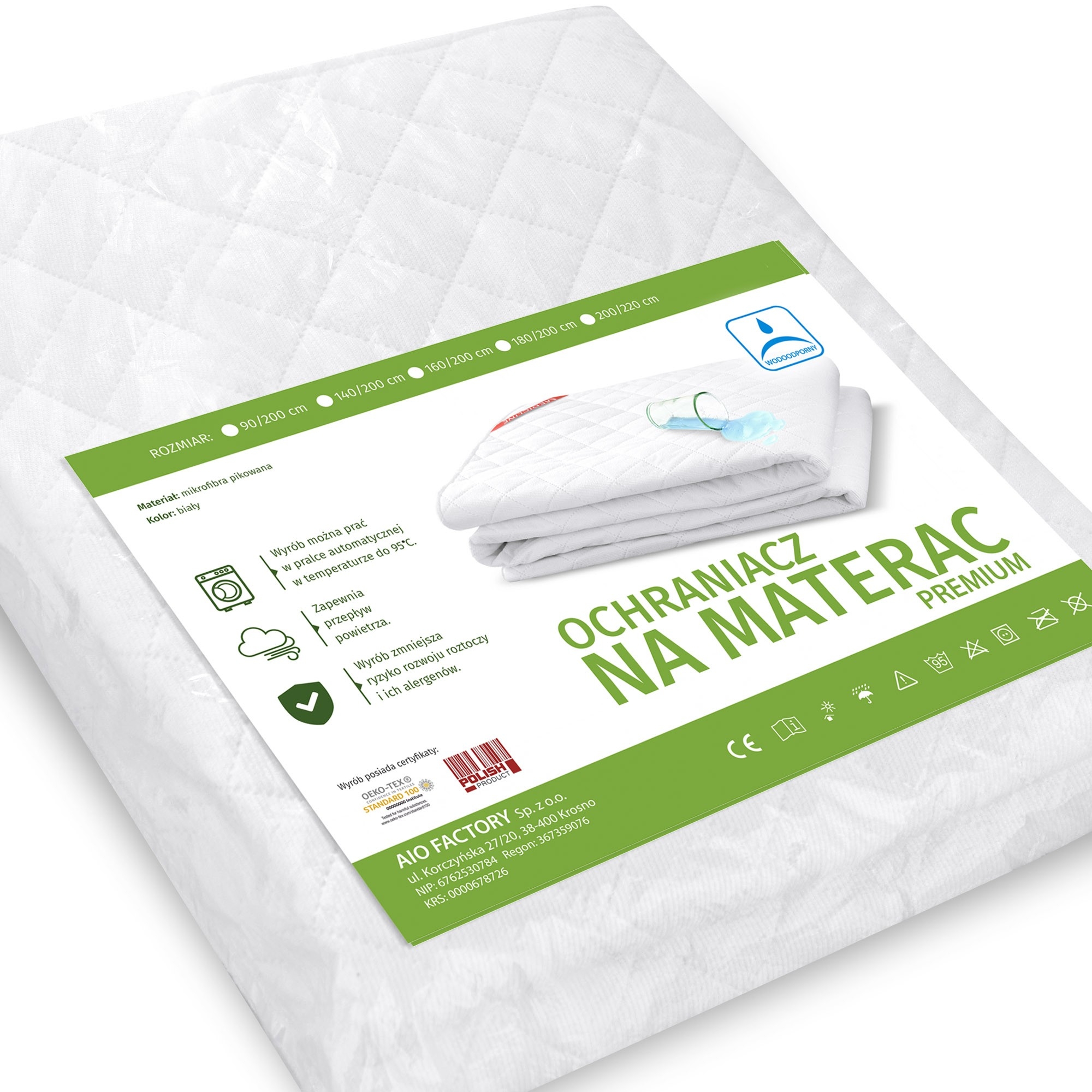 Ochraniacz Na Materac 90x200 Wodoodporny Pikowany Premium