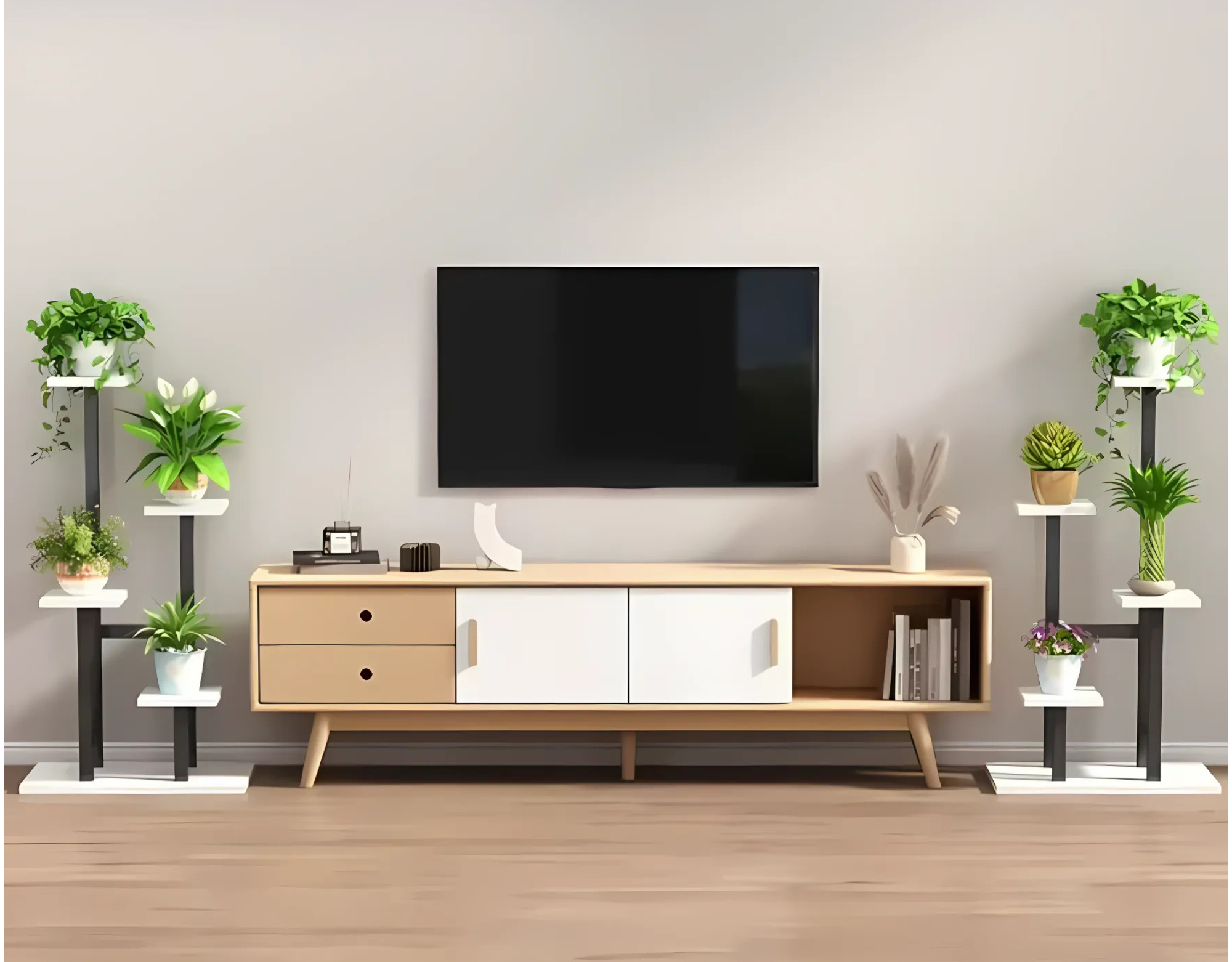 KWIETNIK STOJĄCY [METALOWY] CZARNO-BIAŁY LOFT 4 POZIOMY [KWIETNIK3]
