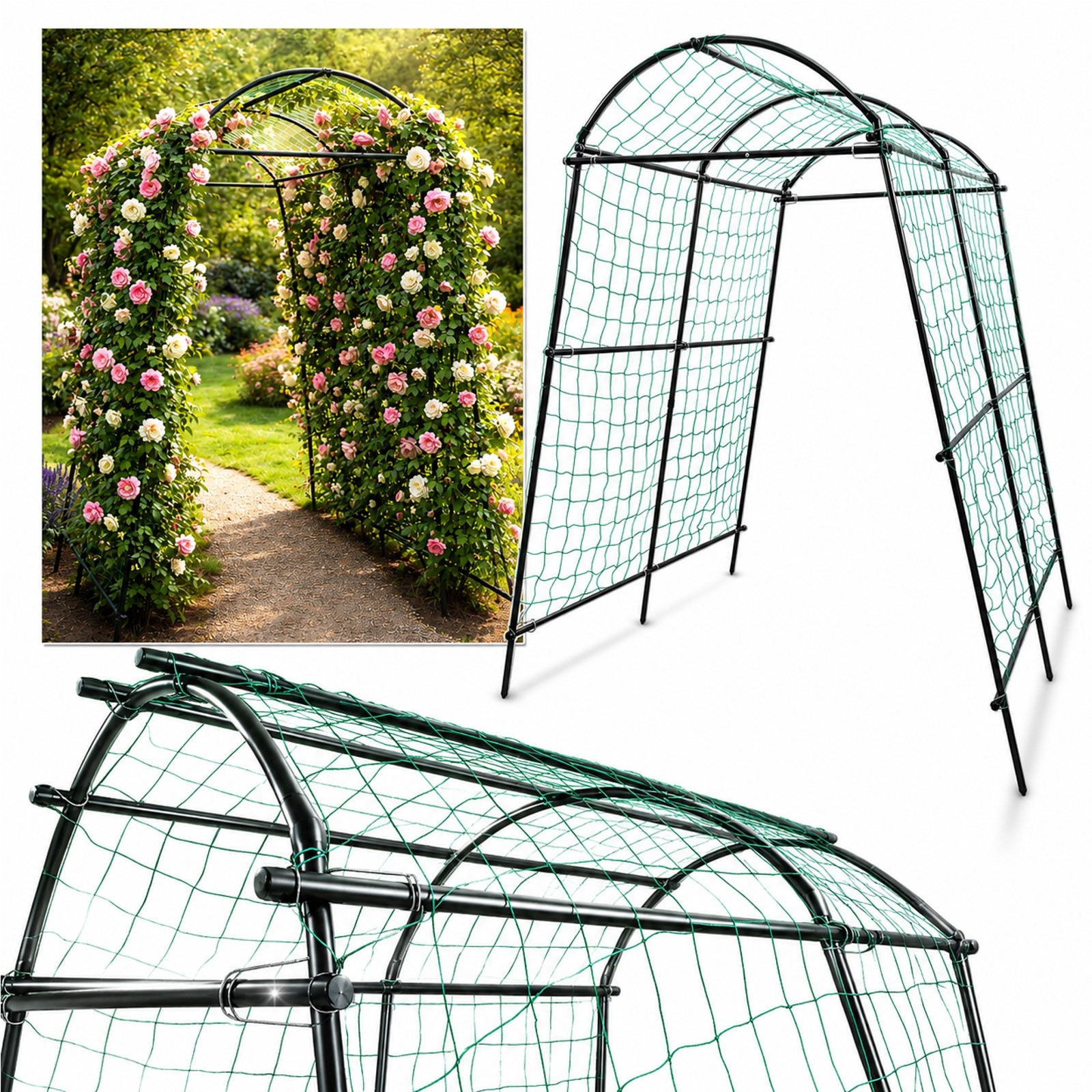 Pergola Ogrodowa 230 cm Stelaż Pod Róże Pnącza Metalowa