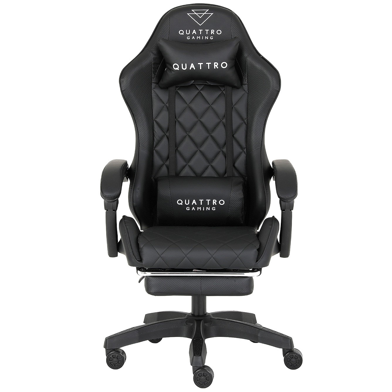 Fotel Gamingowy z Podnóżkiem Eco Skóra QUATTRO Black