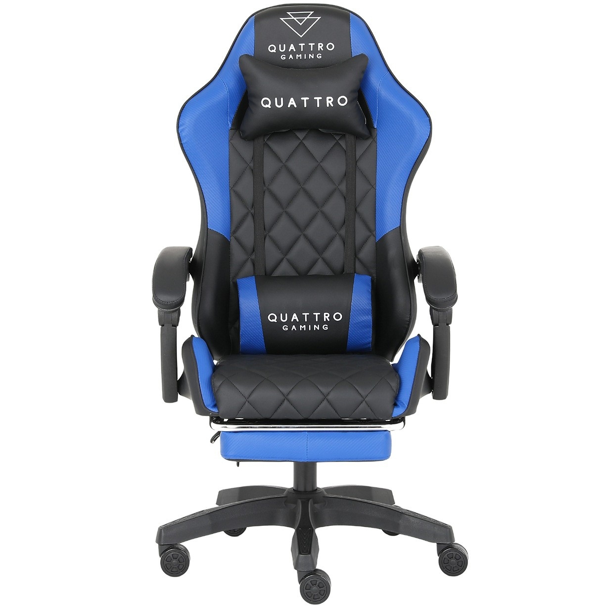 Fotel Gamingowy z Podnóżkiem Eco Skóra QUATTRO Blue