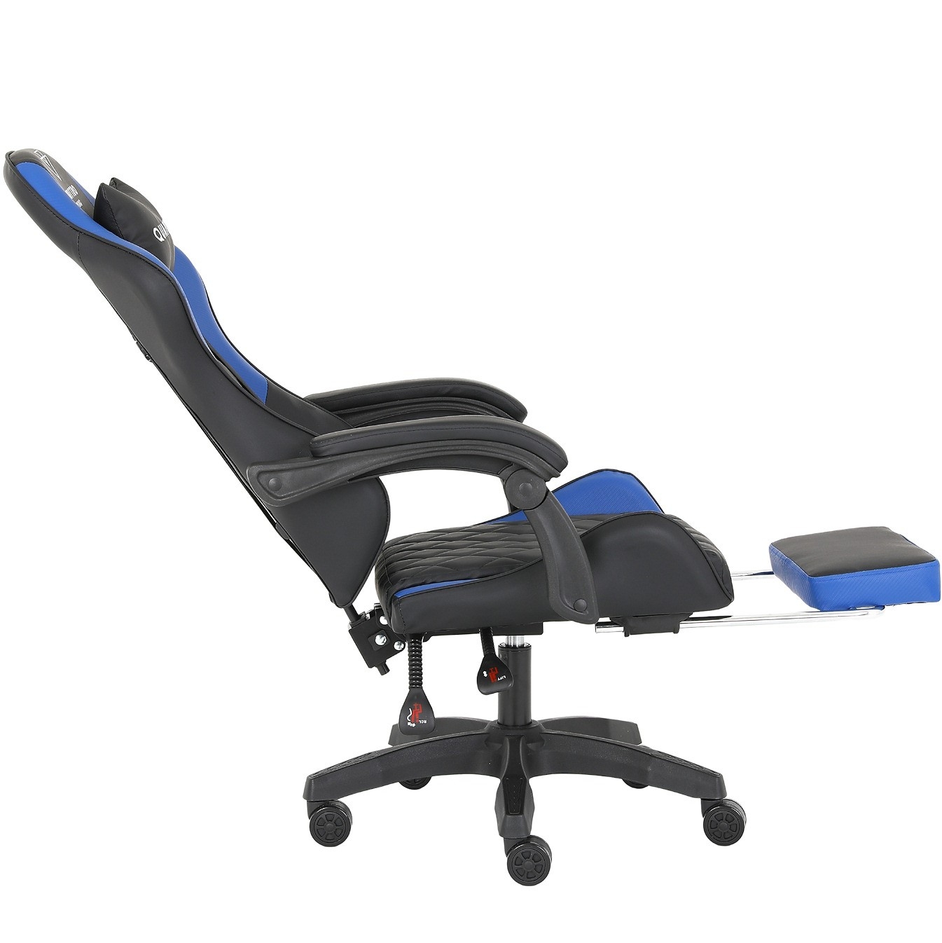 Fotel Gamingowy z Podnóżkiem Eco Skóra QUATTRO Blue