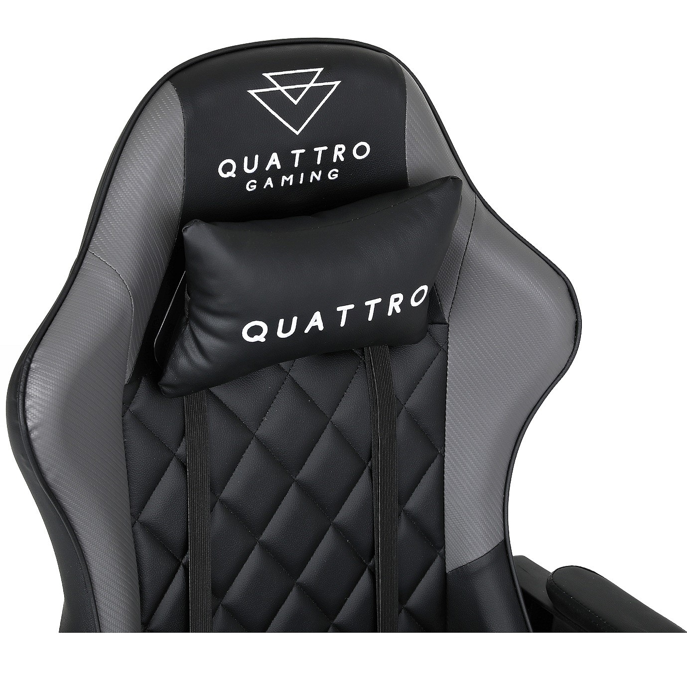 Fotel Gamingowy Szary z Podnóżkiem Eco Skóra QUATTRO Gray
