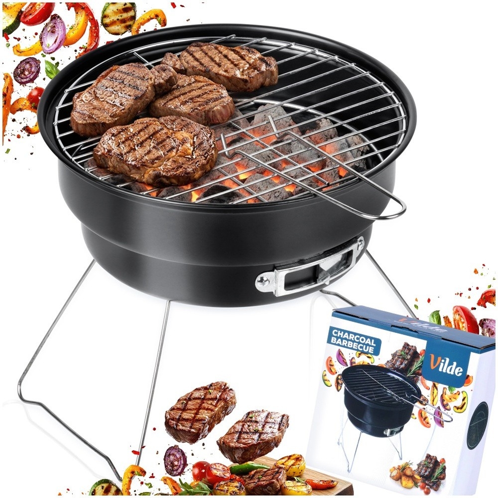 Grill węglowy stalowy składany przenośny 28x26x22 cm