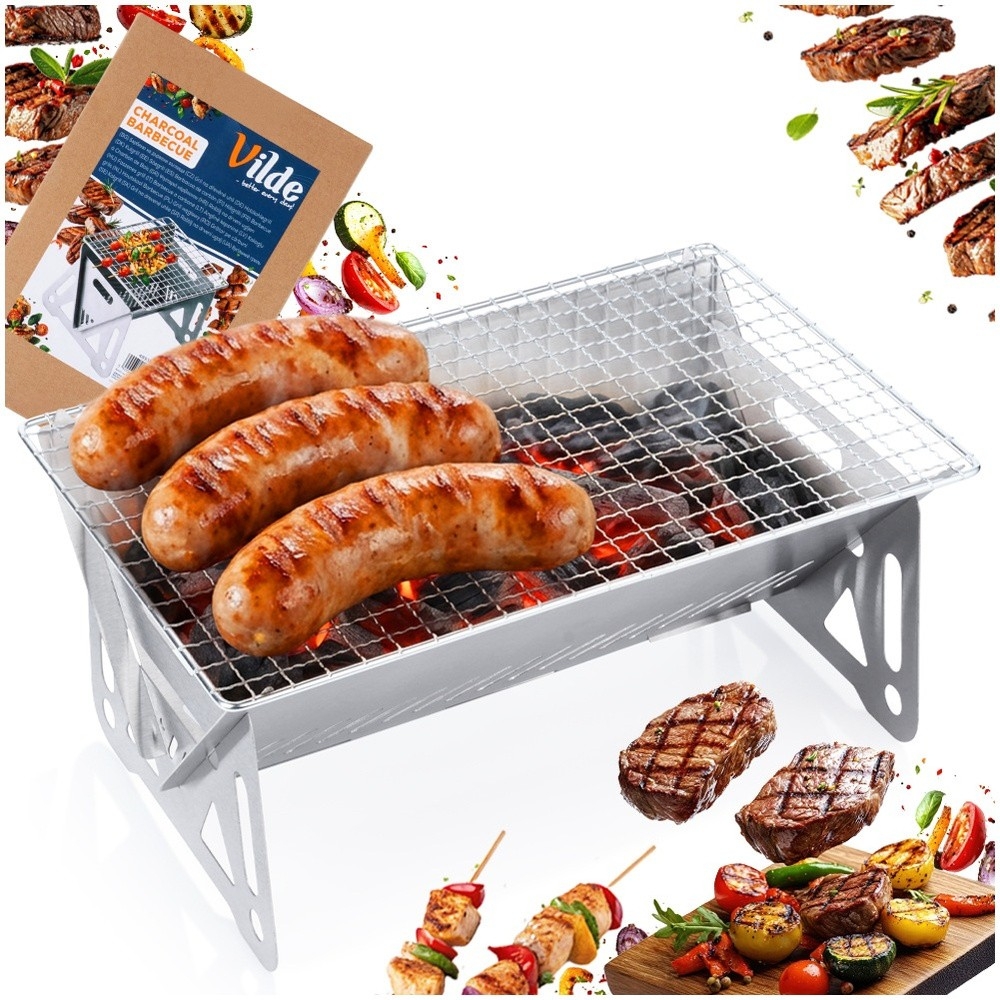 Grill węglowy stalowy składany 28x18x12 cm