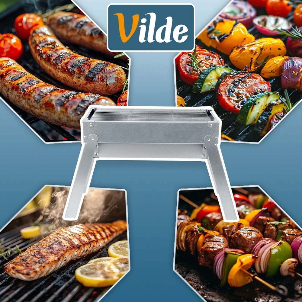 Grill węglowy stalowy składany przenośny 46x21x27 cm
