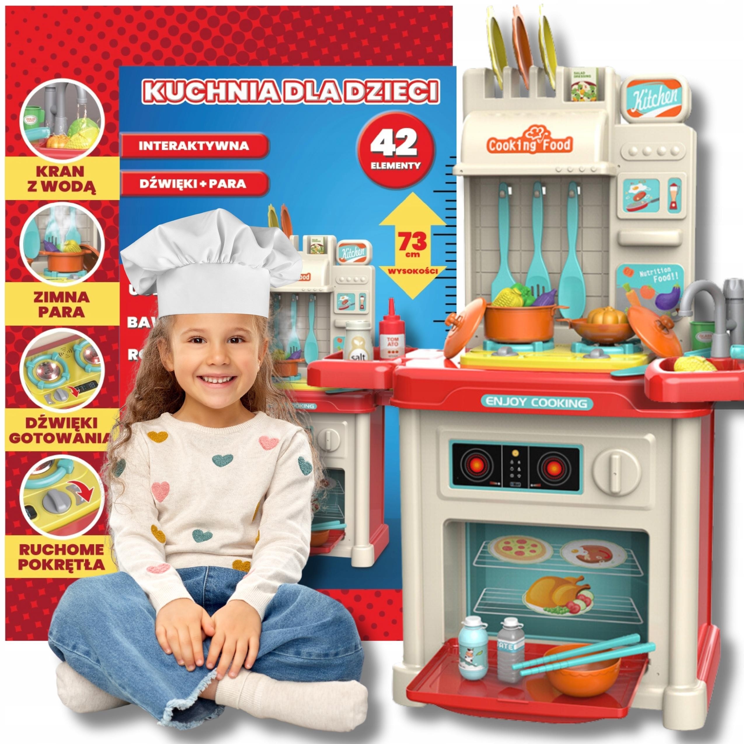 Kuchnia kuchenka DUŻA dla dzieci ŚWIATŁO KRAN PARA