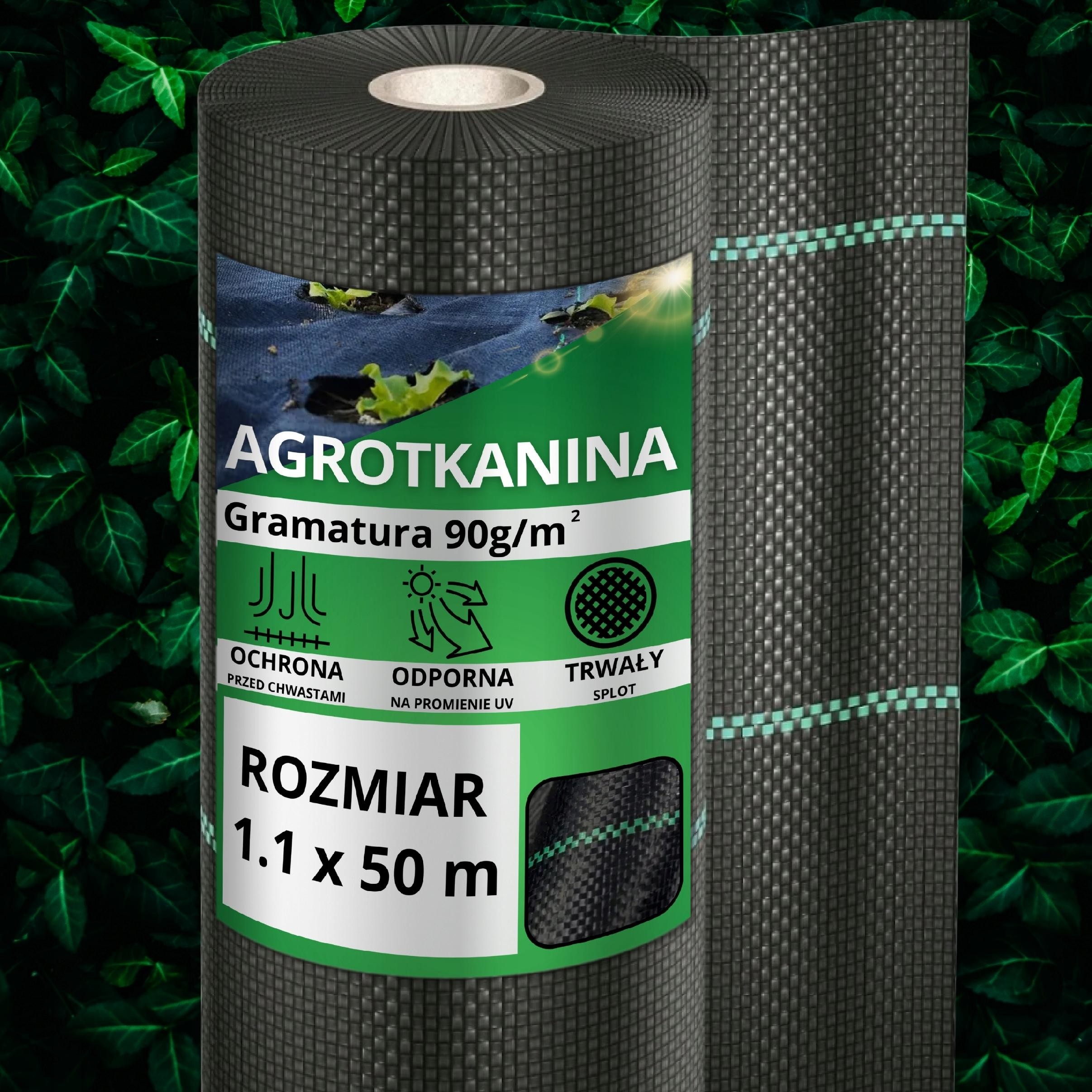 Agrotkanina antychwastowa agrowłóknina 90g czarna 1,1x50m UV 3%