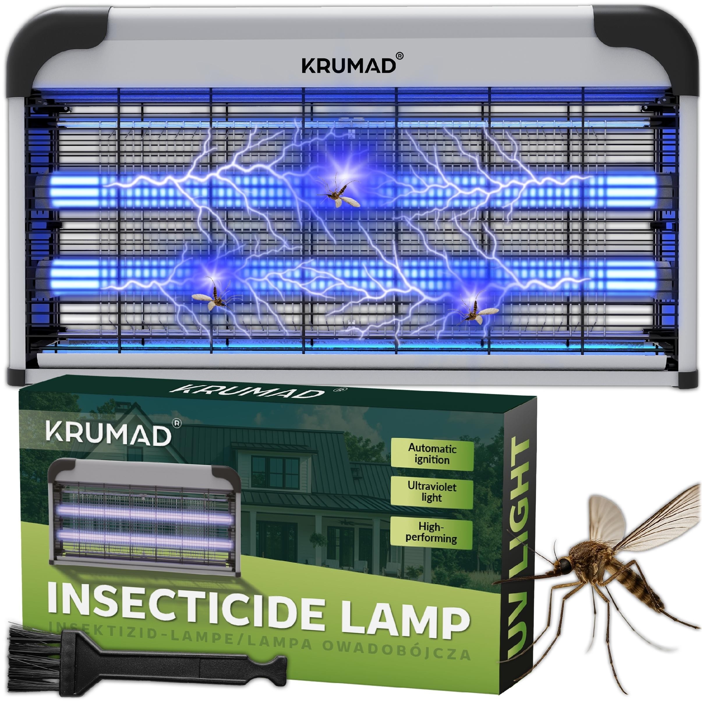 Lampa Owadobójcza Na Komary Muchy Owady UV 30W Pułapka Elektryczna Wisząca
