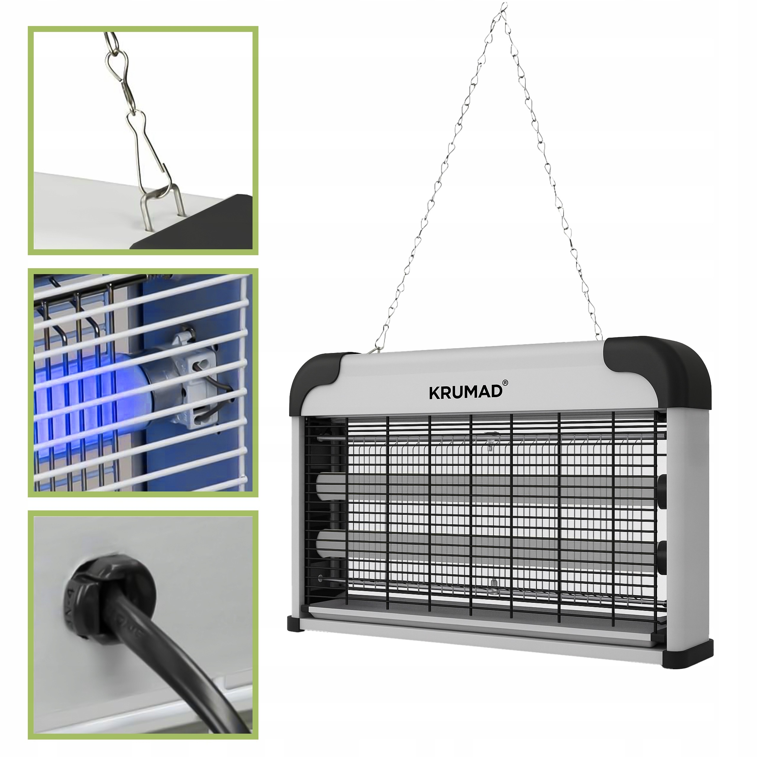 Lampa Owadobójcza Na Komary Muchy Owady UV 30W Pułapka Elektryczna Wisząca