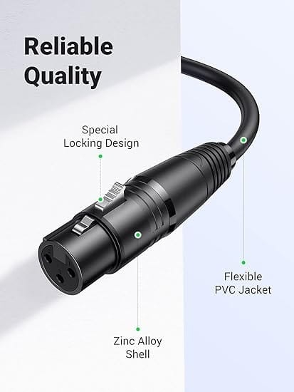 Kabel XLR do XLR UGREEN,3 Pinowy, kabel mikrofonowy