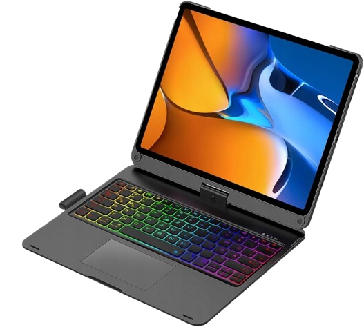 Etui do iPad czarne, klawiatura QWERTZ iPad 10.2 podświetlana RGB