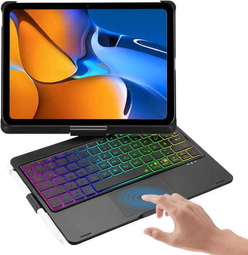 Etui do iPad czarne, klawiatura QWERTZ iPad 10.2 podświetlana RGB
