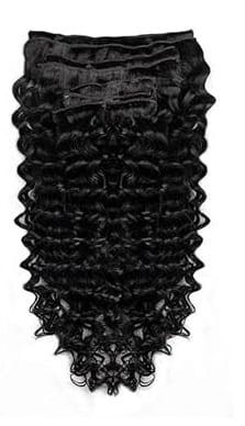 Naturalne dopinki z włosów Remy Deep Curly Clip In – 100% prawdziwe włosy, doczepy czarne kręcone