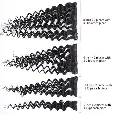Naturalne dopinki z włosów Remy Deep Curly Clip In – 100% prawdziwe włosy, doczepy czarne kręcone