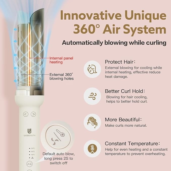 Automatyczna lokówka WeBeauty 180°C-230°C, lokówka z powłoką ceramiczną, lokówka z jonizacją