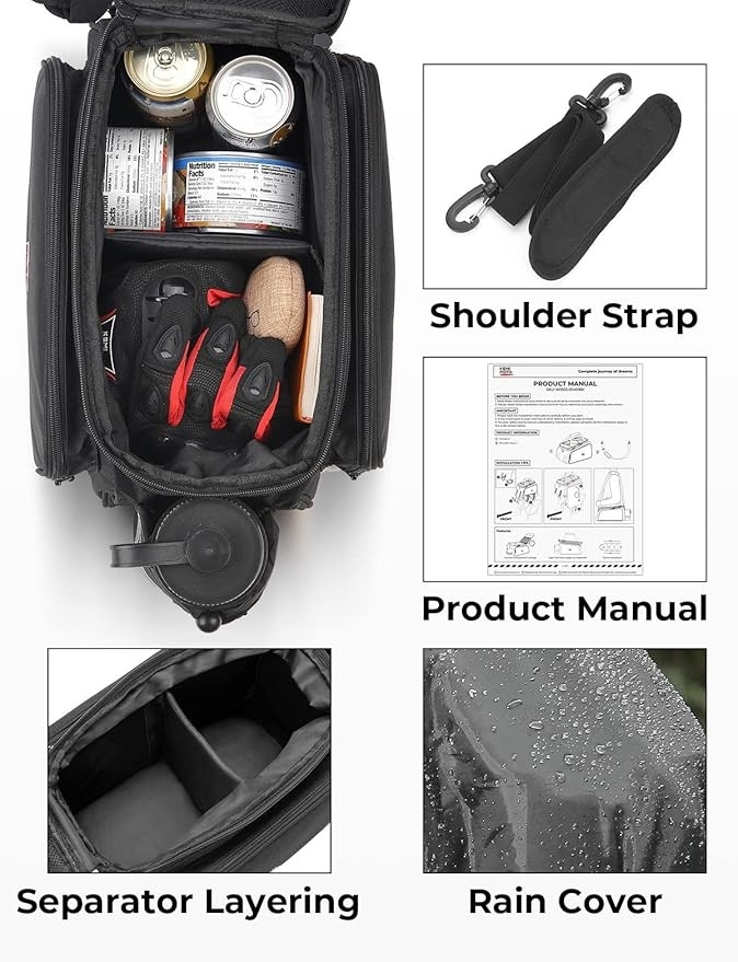 Torba rowerowa 20l, torba na bagażnik rowerowy, wodoodporna torba rowerowa
