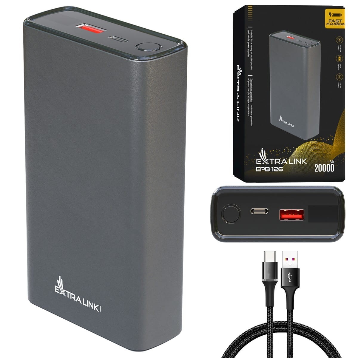 Powerbank Extralink EPB-126 –  20000 mAh z PD 45W i Type-C