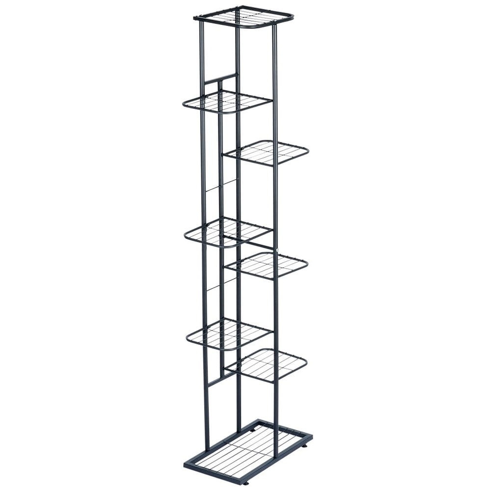 Kwietnik metalowy czarny 8-poziomowy 142 cm