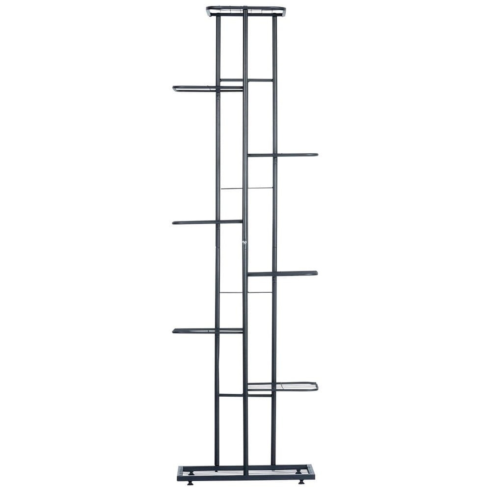 Kwietnik metalowy czarny 8-poziomowy 142 cm