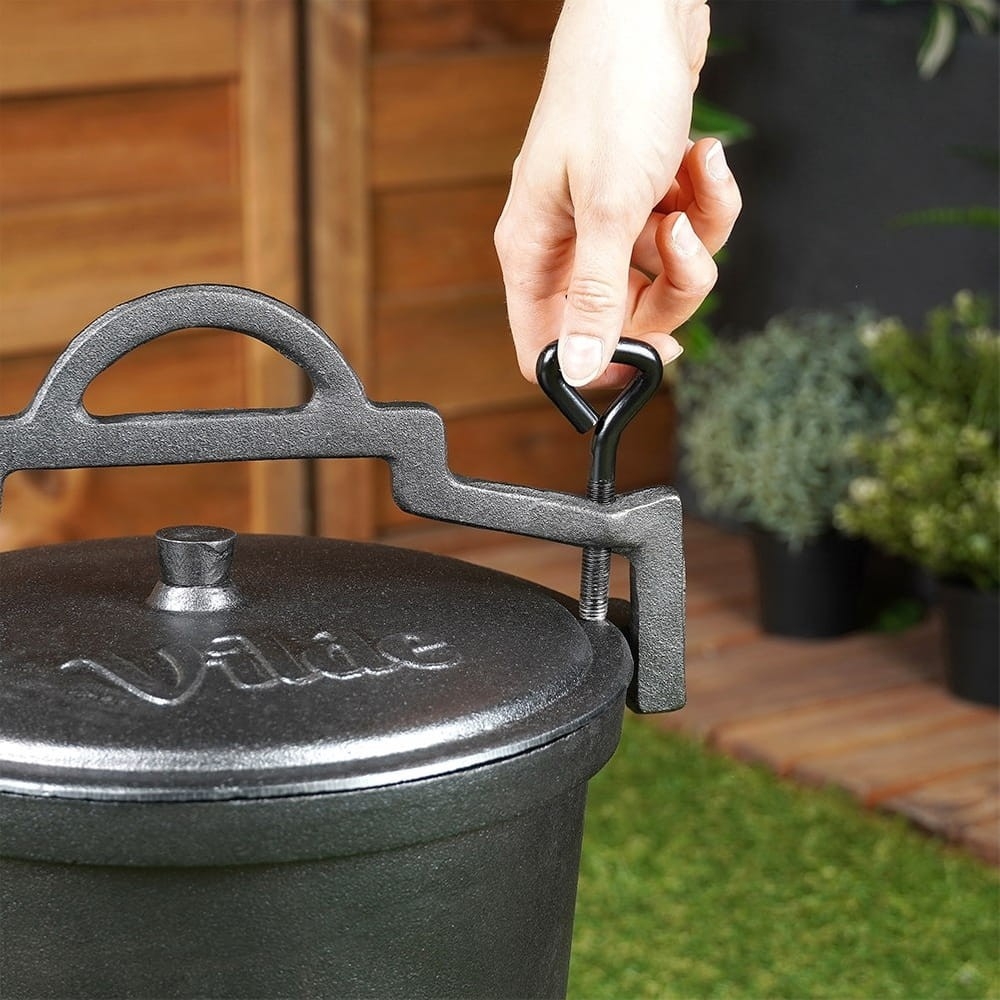Kociołek żeliwny 10L z emalią i pokrywką | grill, ognisko, palenisko