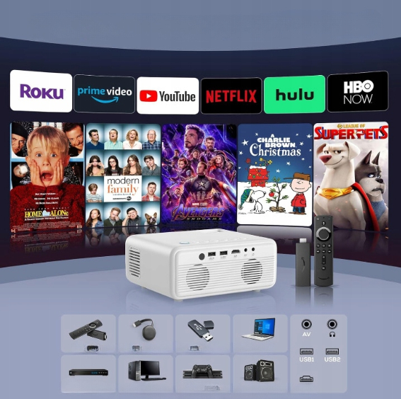 Projektor rzutnik kino przenośne 13000 Lux Full HD 1080P 4K LED iZEEKER