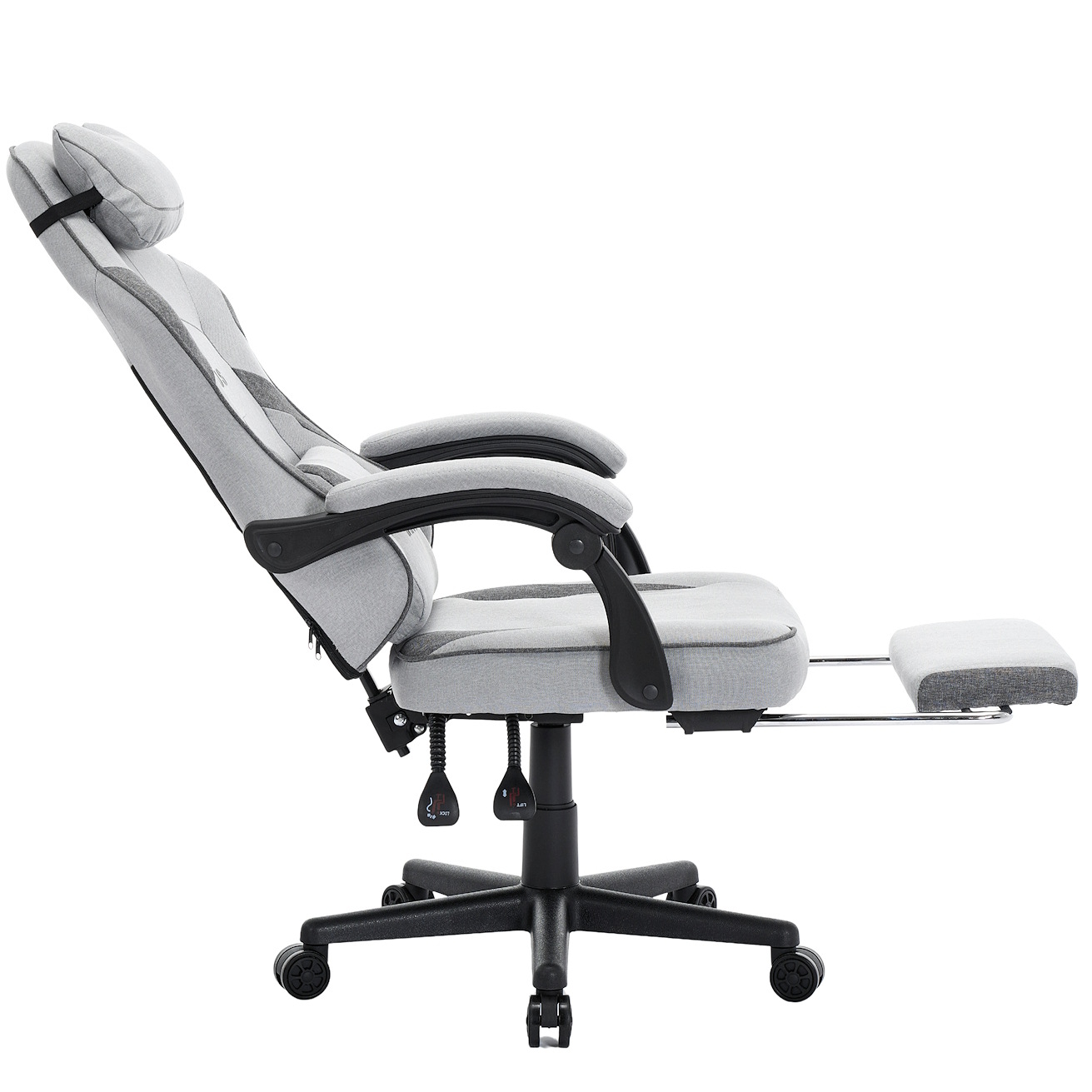 Fotel Gamingowy Szary Edge Light Gray-Dark Gray, podnóżek