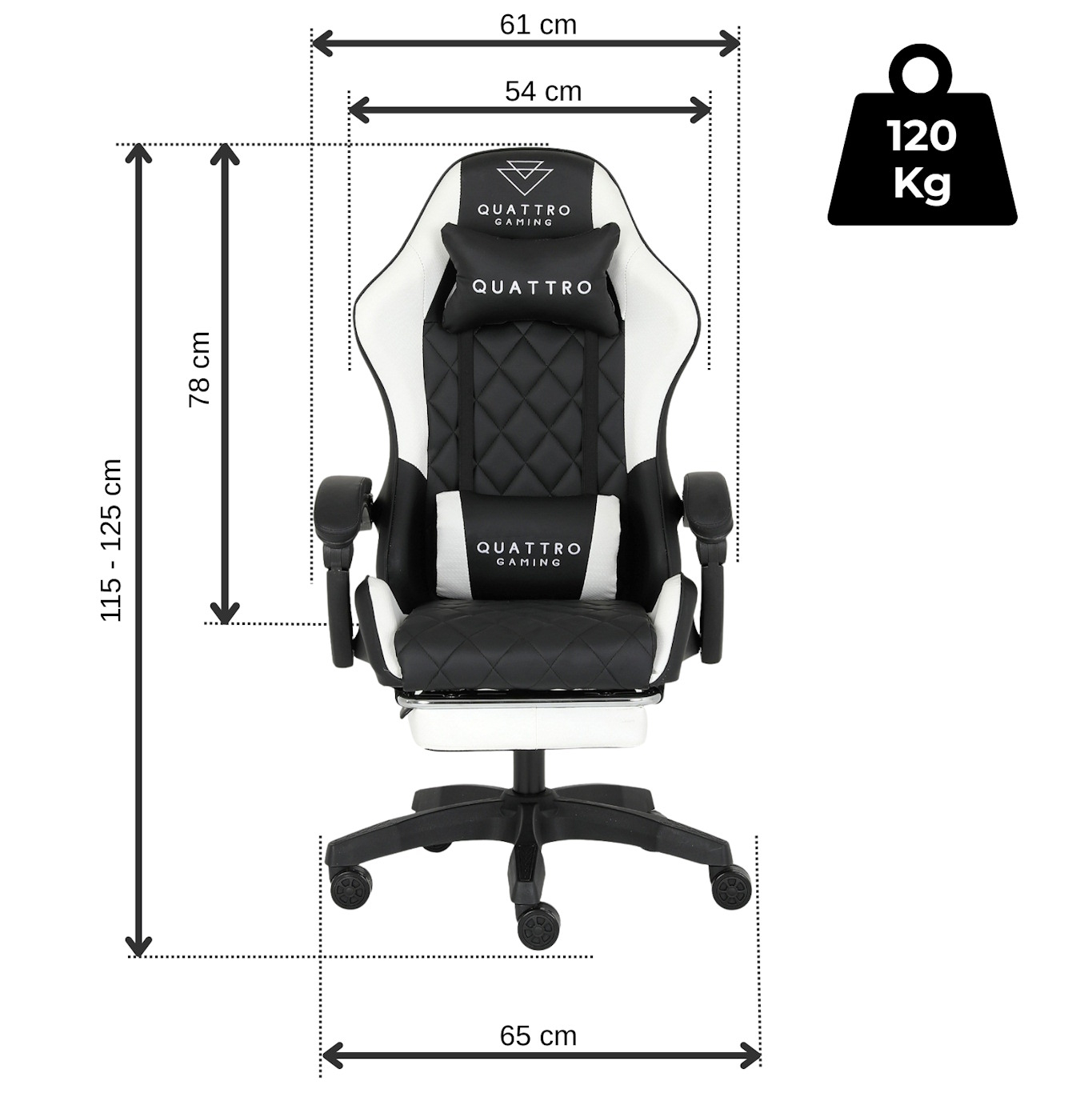 Fotel Gamingowy QUATTRO White