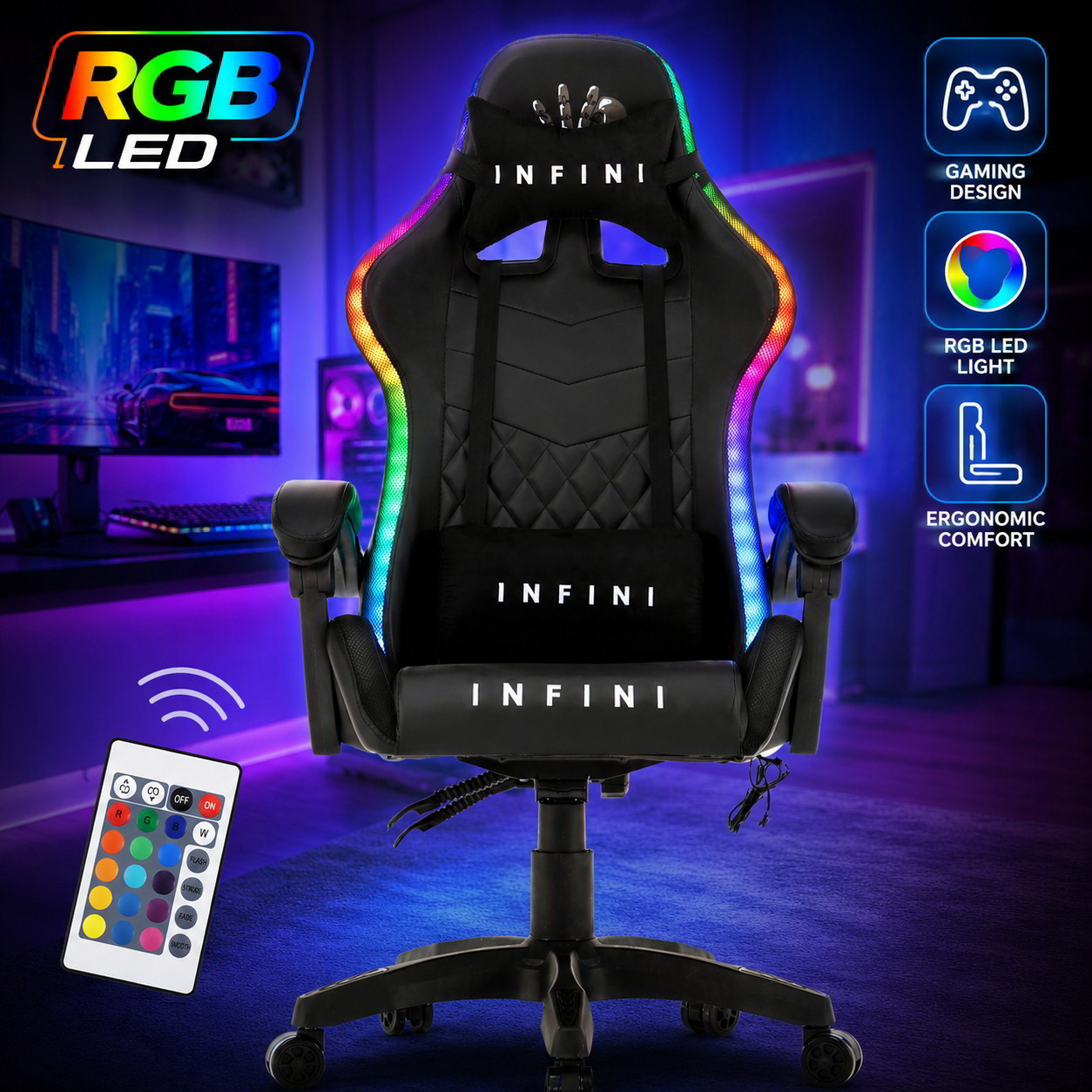 Fotel Gamingowy INFINI RGB