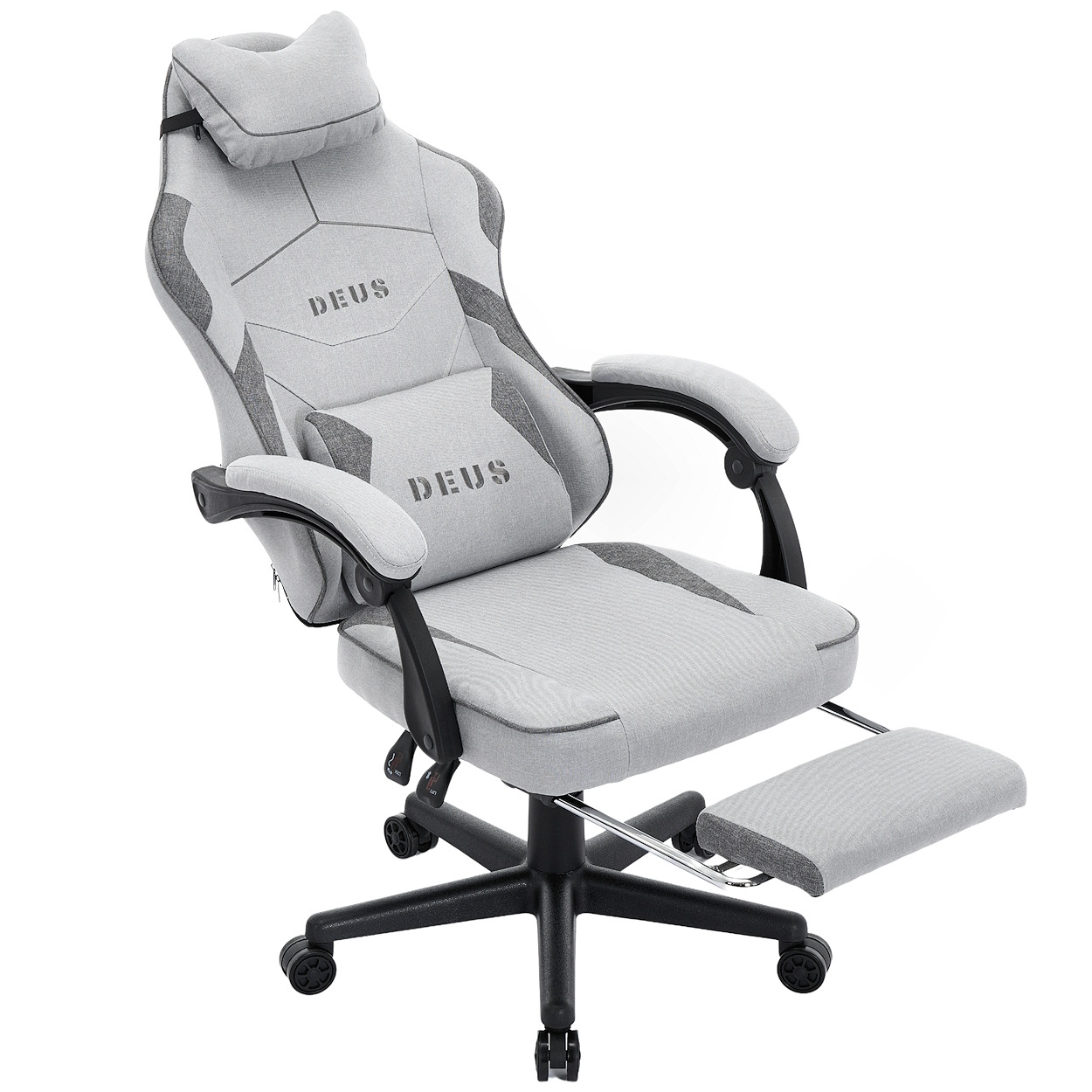 Fotel Gamingowy Szary Edge Light Gray-Dark Gray, podnóżek