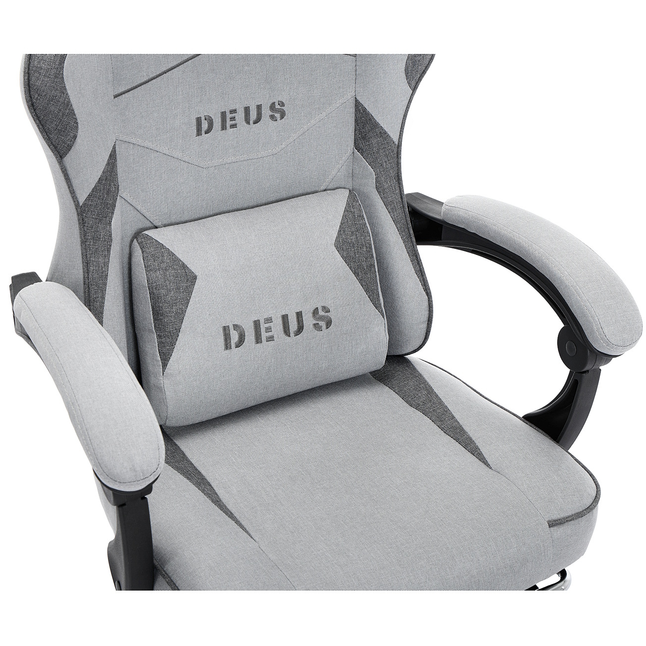 Fotel Gamingowy Szary Edge Light Gray-Dark Gray, podnóżek