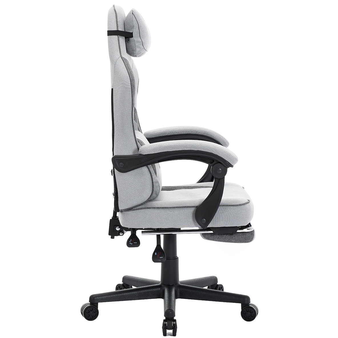 Fotel Gamingowy Szary Edge Light Gray-Dark Gray, podnóżek