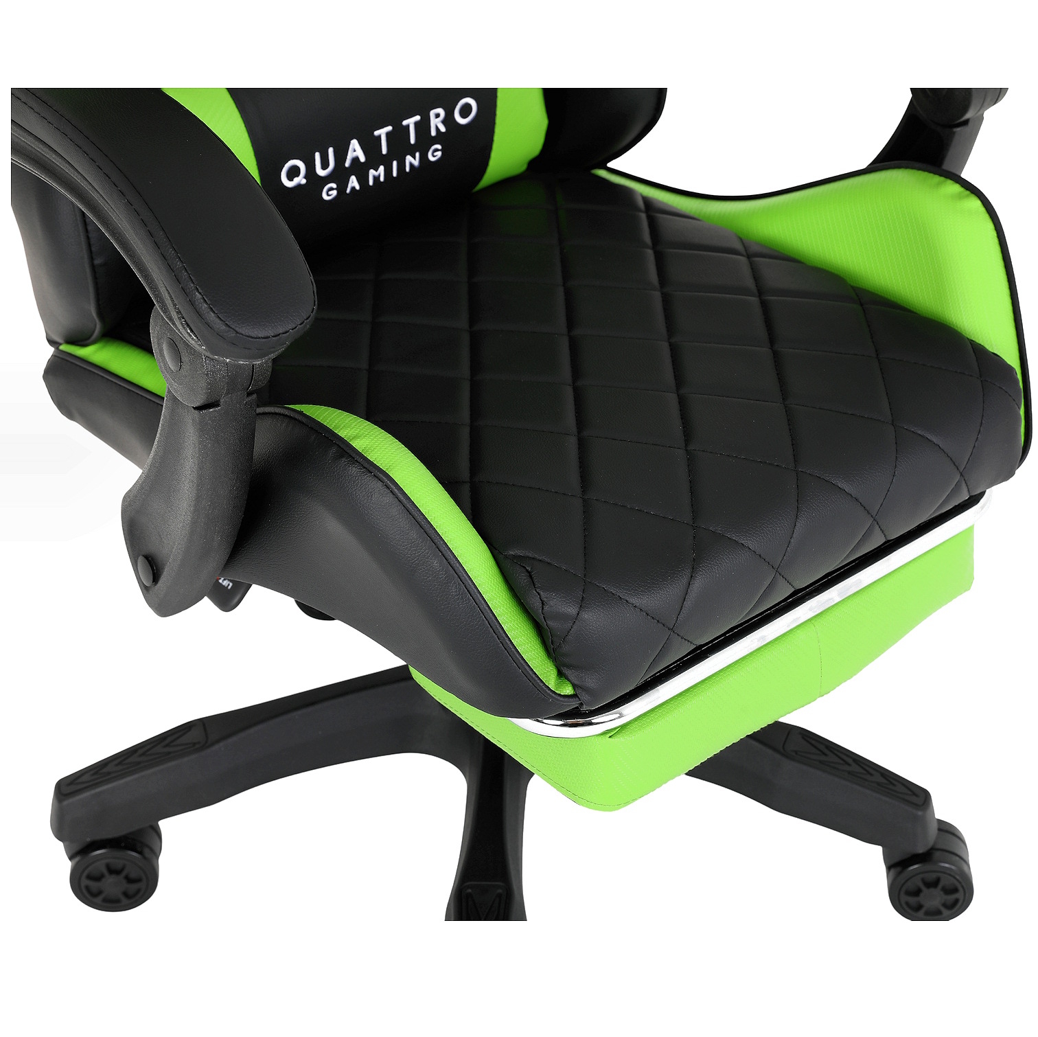 Fotel Gamingowy z podnóżkiem QUATTRO Green - Zielony