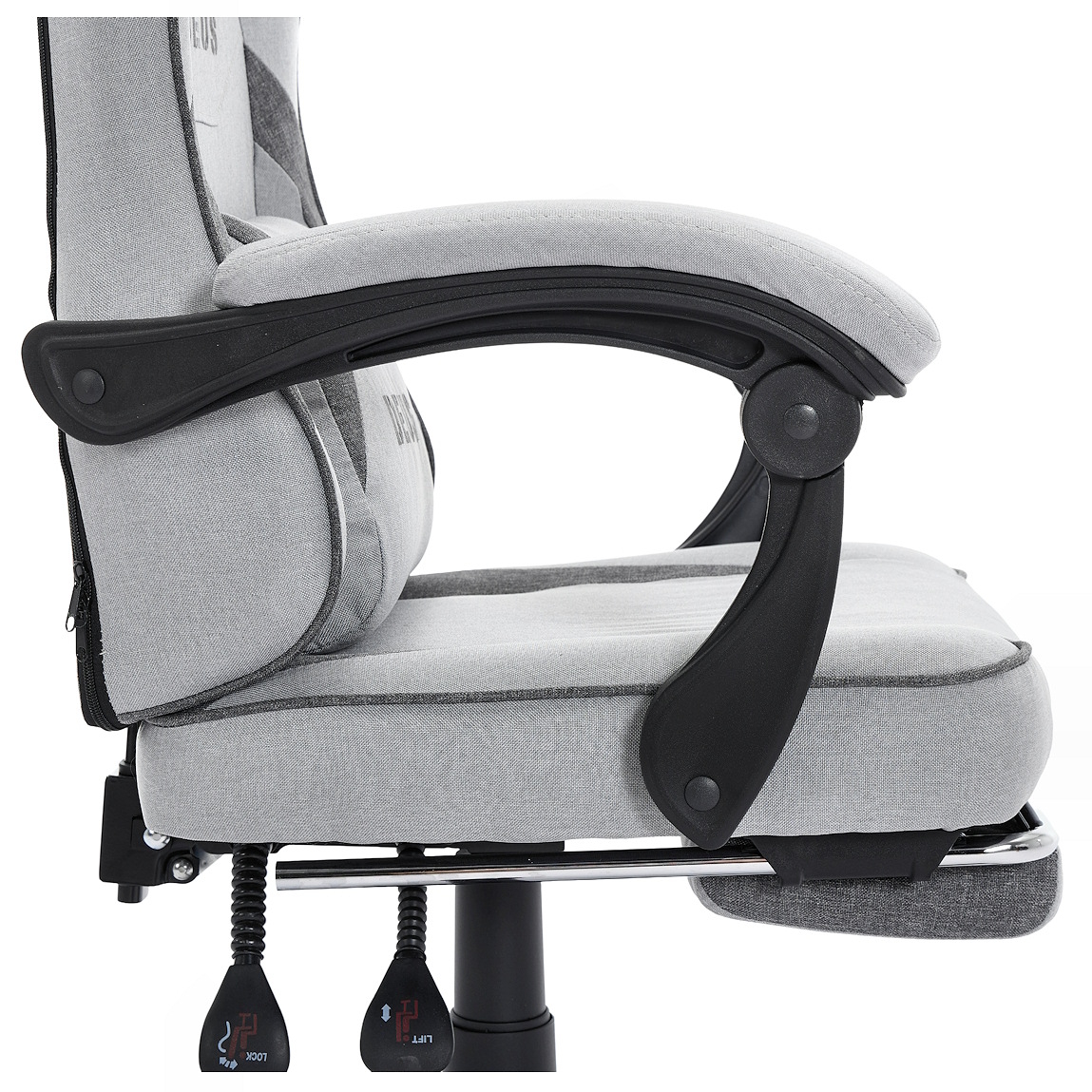 Fotel Gamingowy Szary Edge Light Gray-Dark Gray, podnóżek
