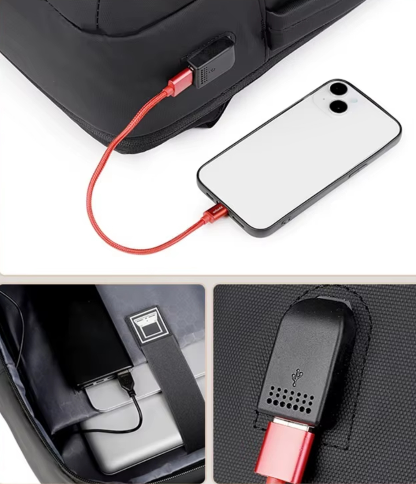 Plecak Biznesowy Turystyczny 40x30x20 do Samolotu z USB Czarny Pojemny