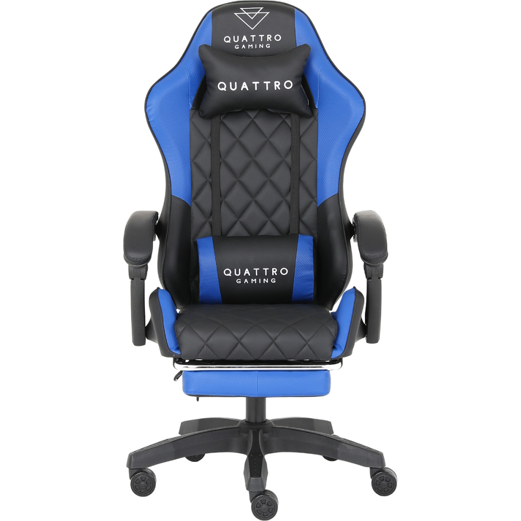 Fotel Gamingowy Niebieski z podnóżkiem QUATTRO Blue