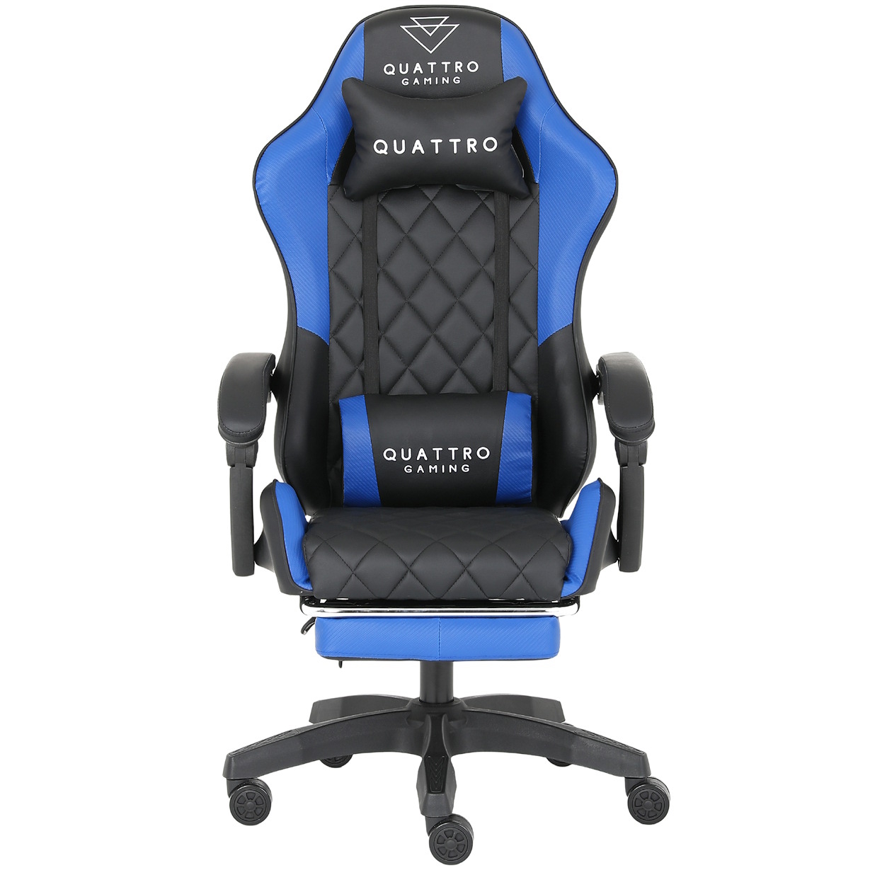 Fotel Gamingowy Niebieski z podnóżkiem QUATTRO Blue