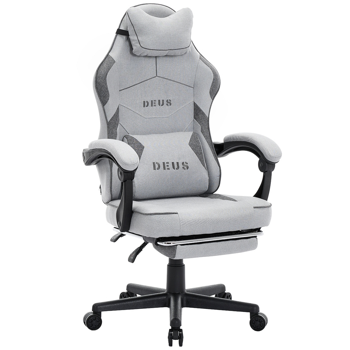 Fotel Gamingowy Szary Edge Light Gray-Dark Gray, podnóżek