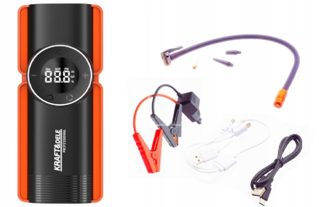 Jump Starter Booster Rozruchowy 1200A 10000mAh Powerbank Akumulatorowy Kraft&Dele 12V