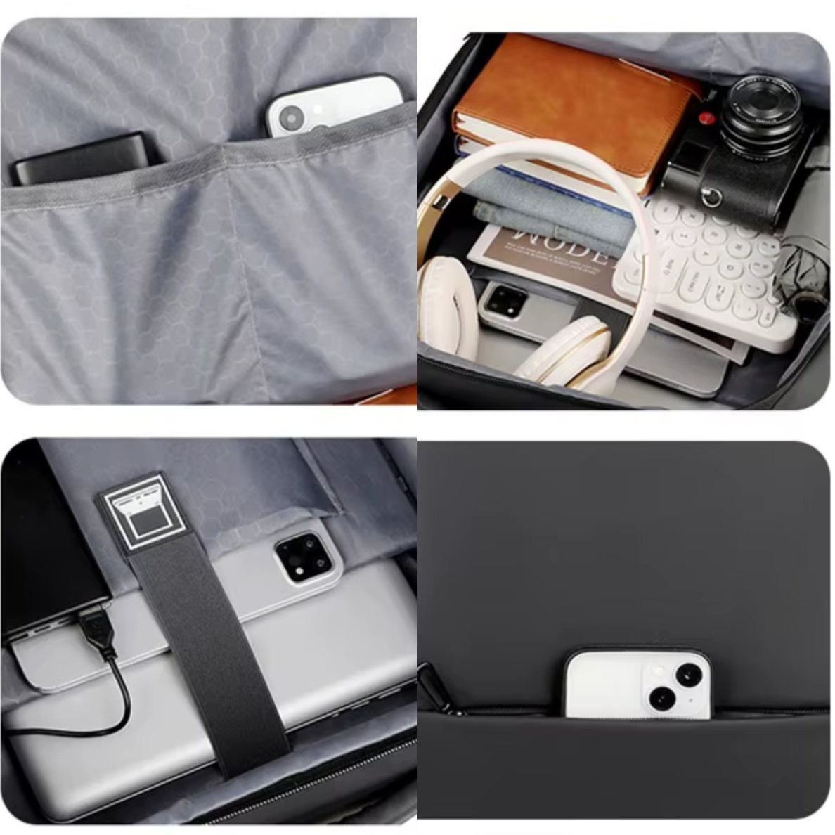 Plecak Biznesowy Turystyczny 40x30x20 do Samolotu z USB Czarny Pojemny