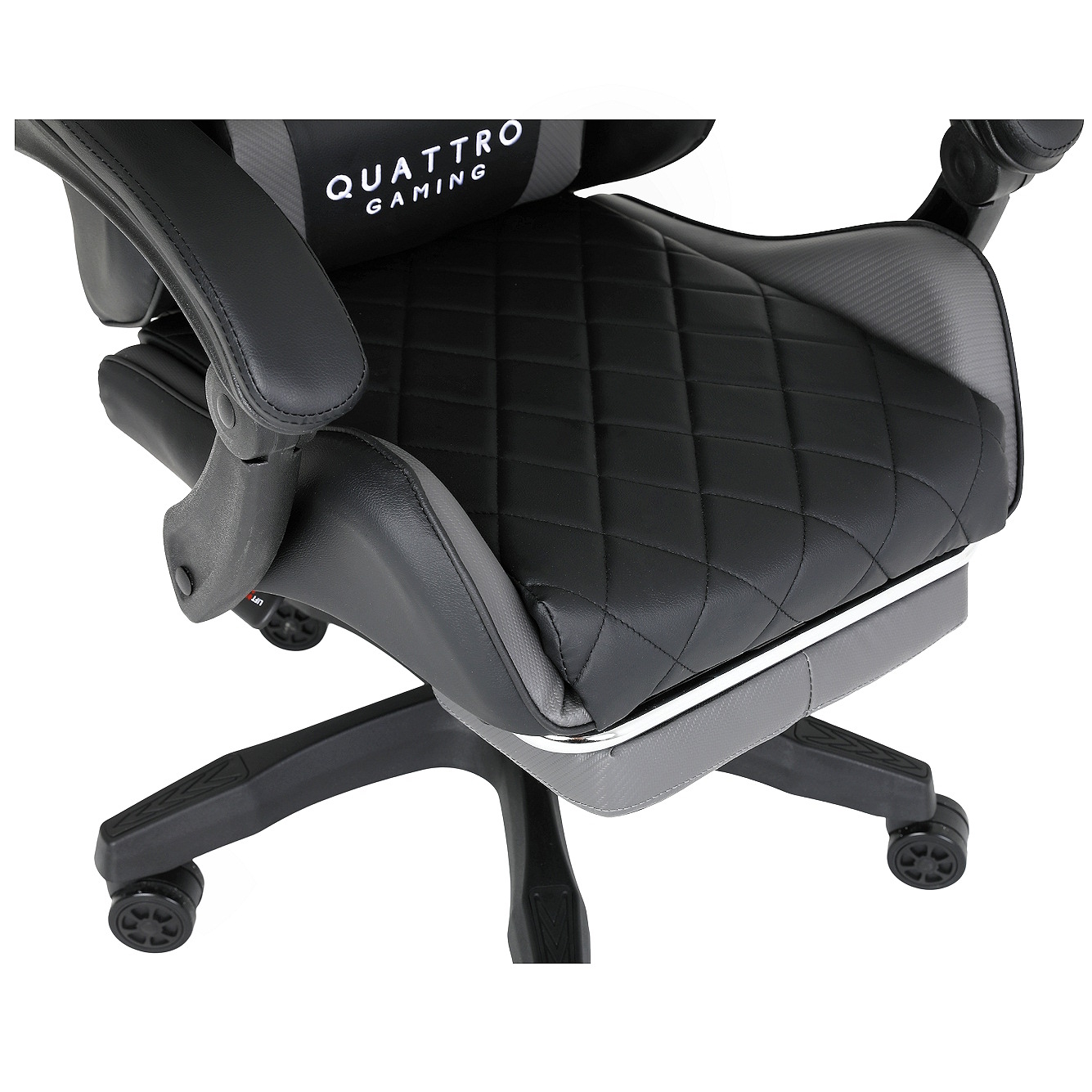 Fotel Gamingowy Szary QUATTRO Gray - z podnóżkiem