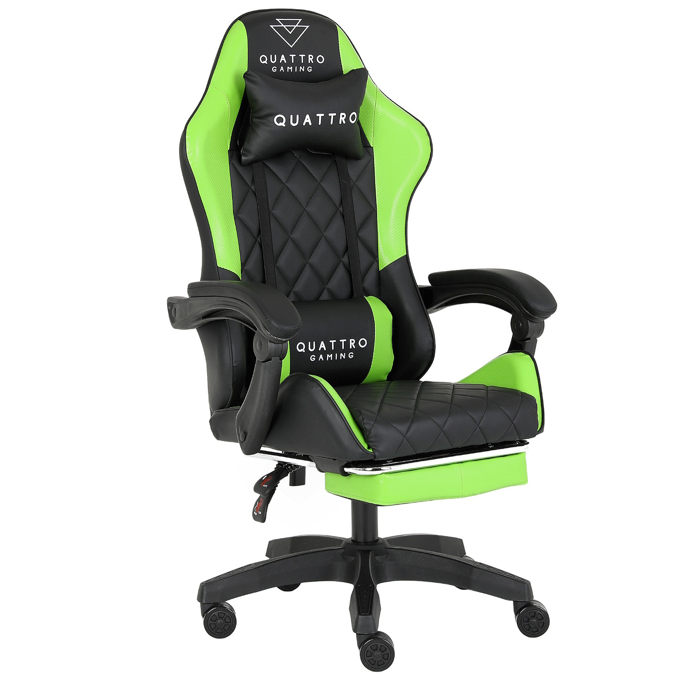 Fotel Gamingowy z podnóżkiem QUATTRO Green - Zielony
