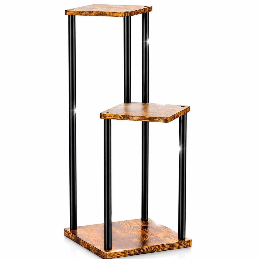Kwietnik Stojący 3 Poziomy Metal Drewno Loft FX31205