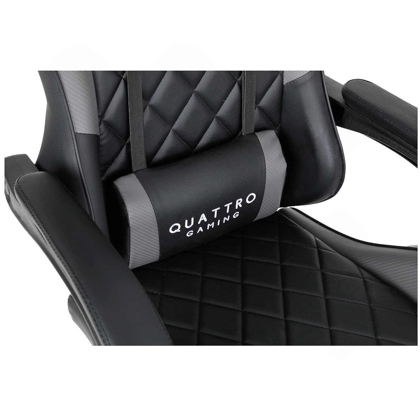 Fotel Gamingowy Szary QUATTRO Gray - z podnóżkiem