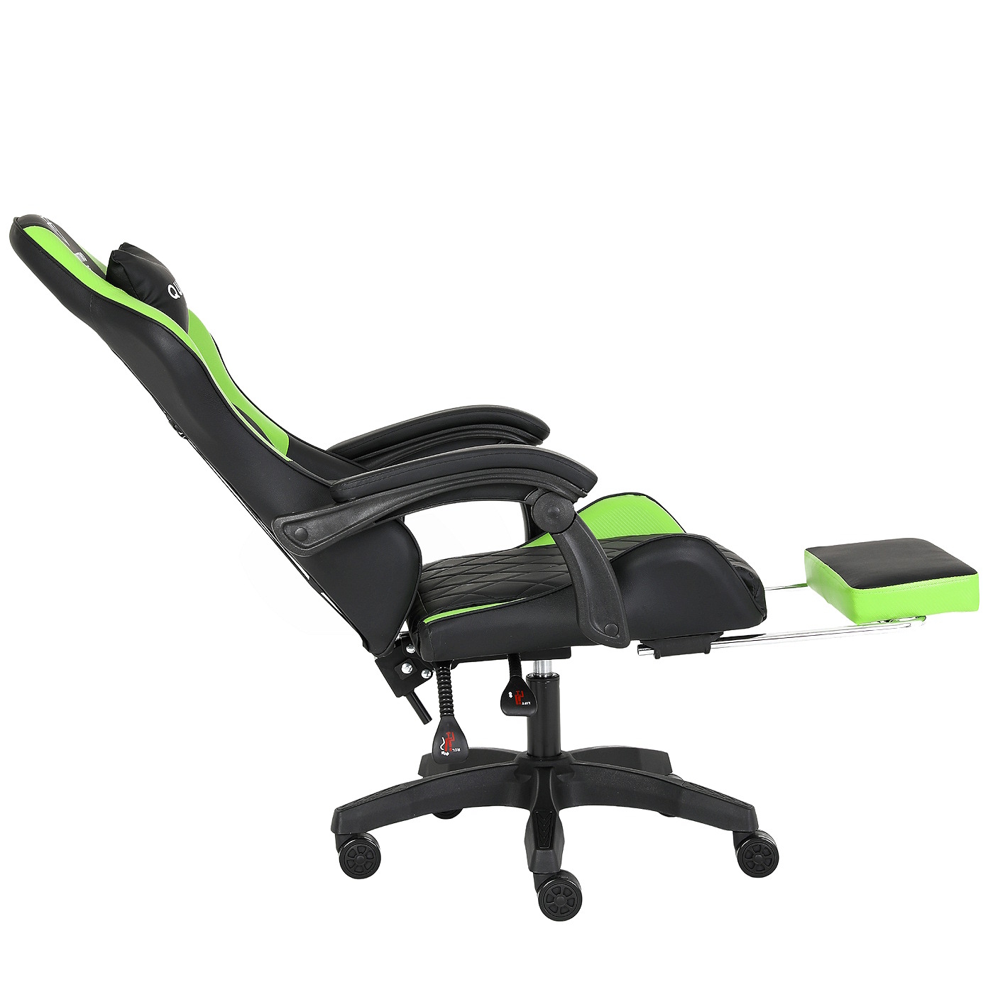 Fotel Gamingowy z podnóżkiem QUATTRO Green - Zielony